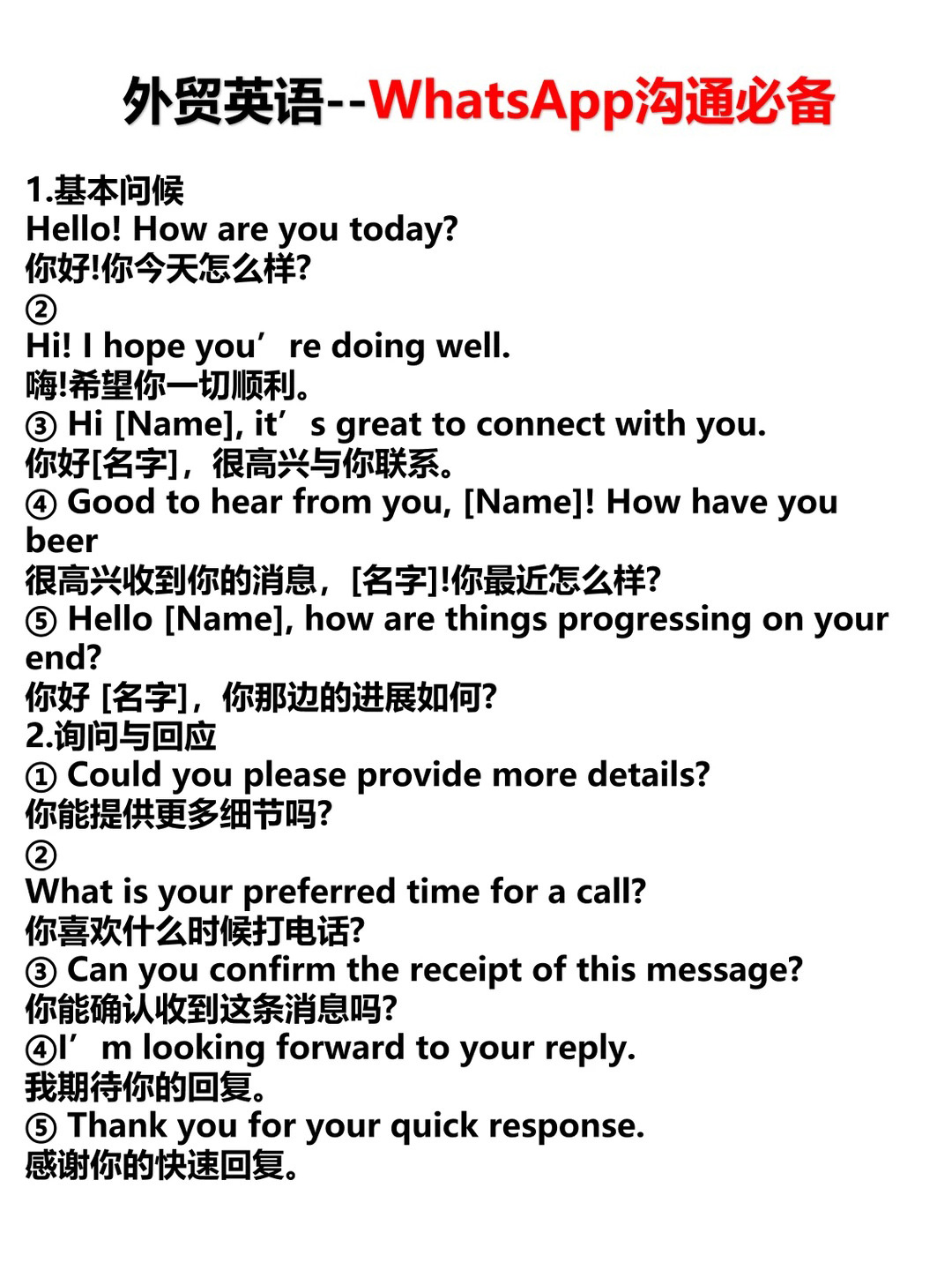 whatsapp与国外客户沟通必备话术！